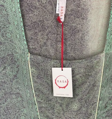 Raga Maxi Dress Rustic Romance Empire Waist Flowy Paisley Print Green NEW XS