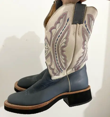 Justin Boots  size 6.5 western leather flexible white rodeo western nwt