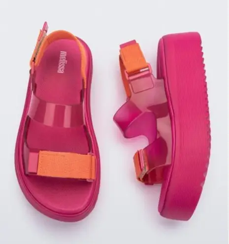 Melissa Brave Papete Fuchsia Pink Orange Platform Sandal NEW Size US 9