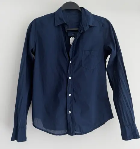Frank & Eileen Barry Shirt Women XS Navy Blue Tailored Featherweight Button Down