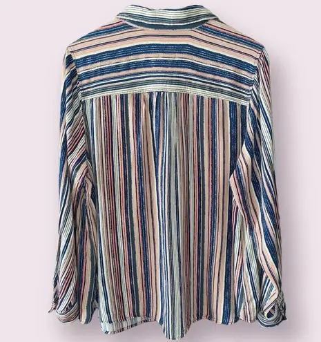 Westport  Long Sleeve Striped Button Down Blouse - size 2XL