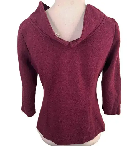 Boden Purple 3/4 Sleeve Shawl Collar Textured Pattern Pullover Sweater Size 4P