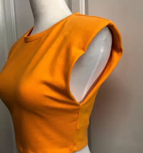 ZARA NWT  Orange Shoulder Padded Crop Top