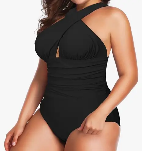 You Dian Women's Swimsuits One Piece Tummy Control Front Cross Backless Swimsuit