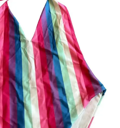 Privacy Please One Piece Halter Top Swimsuit Bold Stripe Size Medium Women's