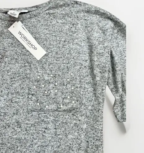Workshop Republic Clothing WORKSHOP Republic Size M Heather Grey Pearl Soft Knit Top Athleisure Casual