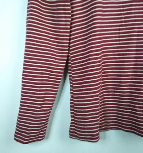 L.L.Bean  Deep Red White Cowl Neck Stripe Blouse M