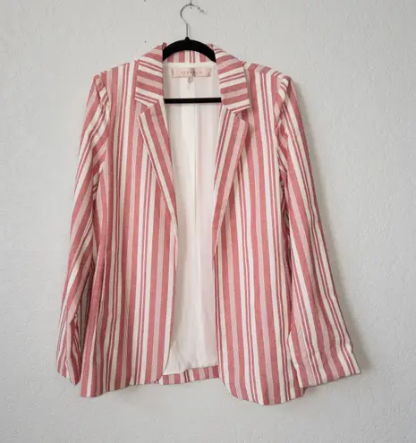 Esqualo Pink White Striped Woven Blazer Jacket Size 10