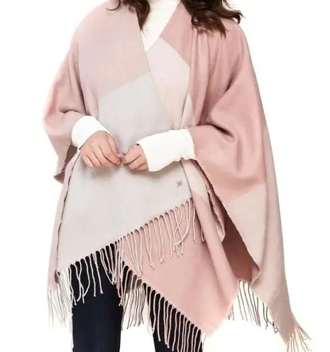 SOIA & KYO NEW Pink Ombre Luxe Fringed Wrap Poncho Cape Shawl One Size Travel