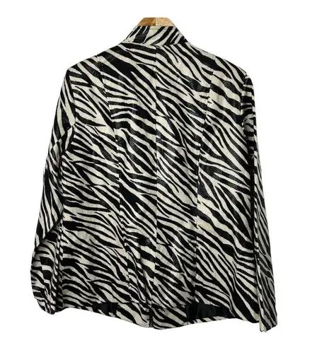 kim rogers  Zebra Print Full Zip Jacket WOmen's Size 1X Zip Pockets NEW