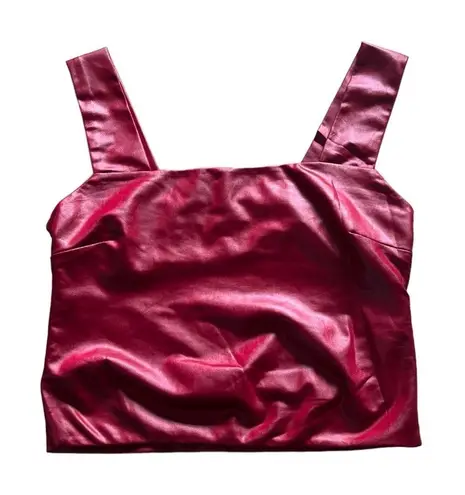 Illa Illa  Metallic Red Open Back Cropped Tank Top Small - Image 1