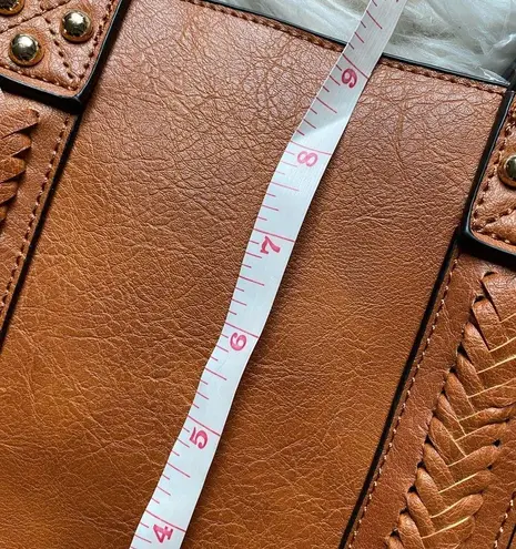 Faux leather hand bag w/ crossbody strap