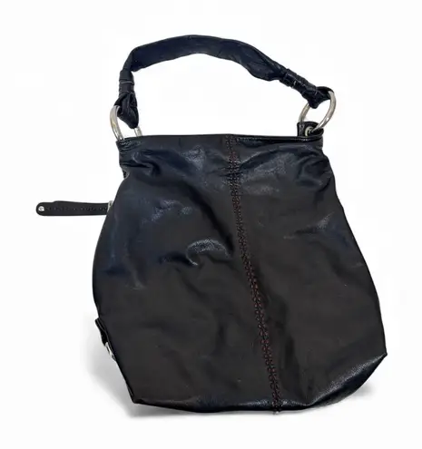 B Makowsky Black Leather Large Hobo Shoulder Bag Handbag Purse Women’s Fall Boho