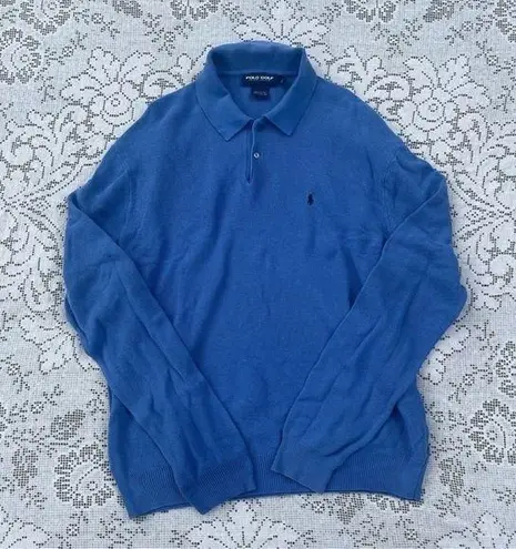 Polo Vintage  Ralph Lauren golf blue quarter zip sweater size large