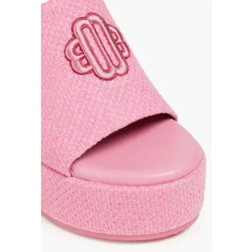 Maje NEW Platform Sandals Rose Fuschia Embroidered Logo size 40