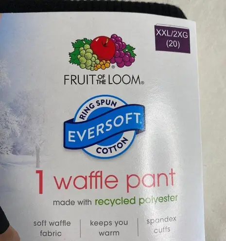 Fruit of the Loom  Ring Spun Eversoft Cotton Black Waffle Pant. Size XXL (20)