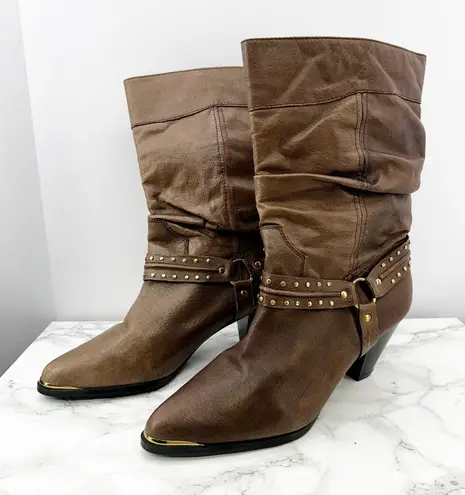 Dingo DI654 Ladies Size 10 Emma Slouchy Pointy Toe Boots Pigskin Leather Brown