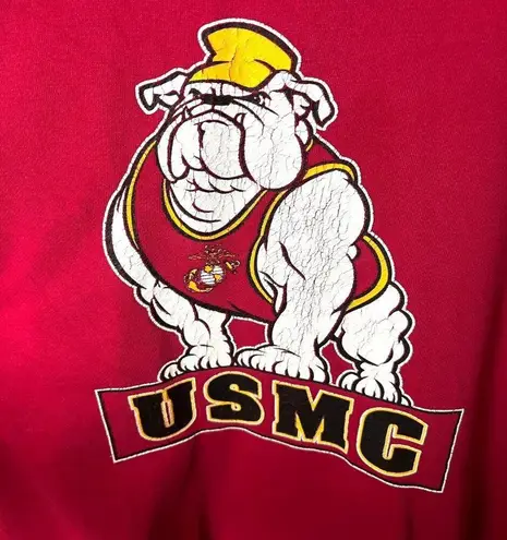 Vintage 90s Big Cotton Gear for Sports Red USMC Bulldog Sweatshirt Medium