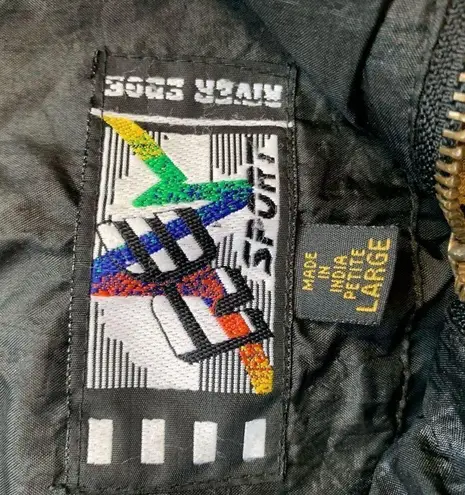 Vintage 90s Sport Jacket Black Yellow Zip Front Windbreaker Floral Equestrian Black Size undefined