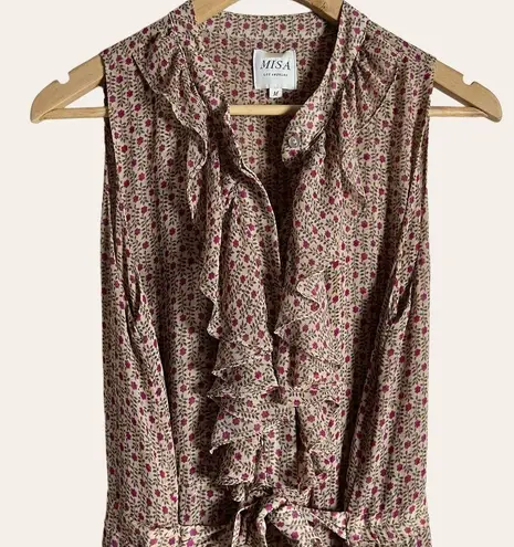 Misa Julez Chiffon Floral Print Ruffled Tiered Sleeveless Maxi Dress Size M