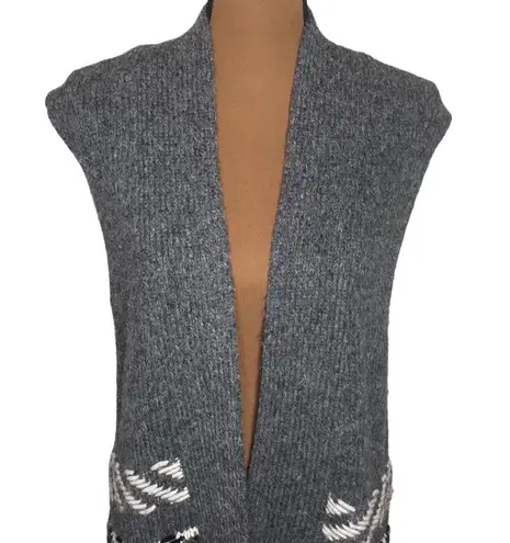 White + Warren soft alpaca jacquard longline patterned vest size XS Gray