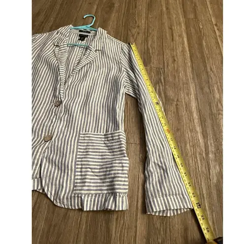 Tahari Linen Women's Blazer Jacket Large Striped Nautical Beachy Lagenlook Boho