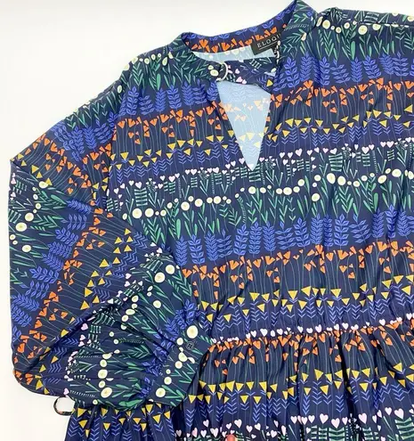 Eloquii Floral Heart Striped Keyhole Boho Bohemian Midi Dress