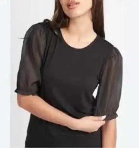 Chic Black Puff Sleeve Top Size M