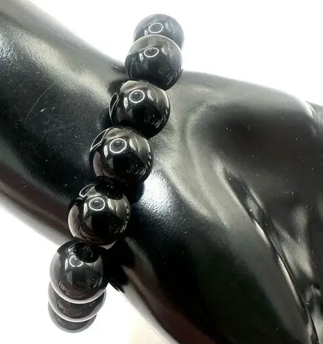 Gold tone dragon Feng shui lucky bracelet Black