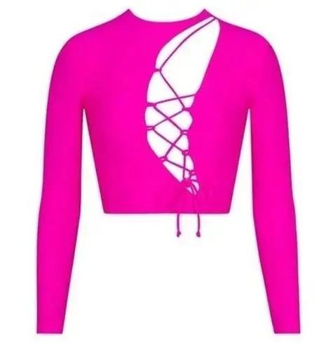 SKIMS  Lace-Up Long Sleeve Top in Fuschia Size XS Kim Kardashian SOLD OUT #barbie