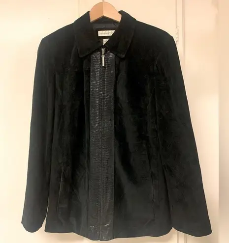 Preston & York  Genuine Black Leather Suede Jacket EUC