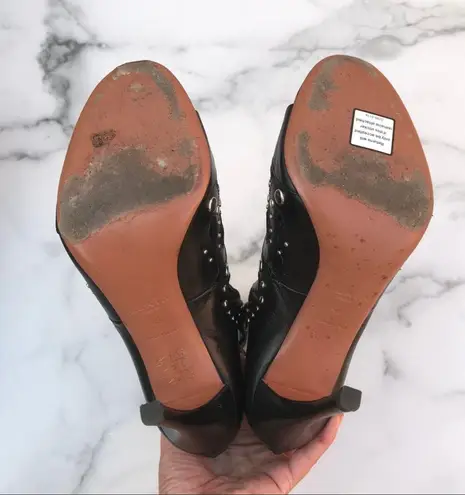 Alaia Azzedine women’s studded laser-cut cutout caged leather open-toe bootie 40