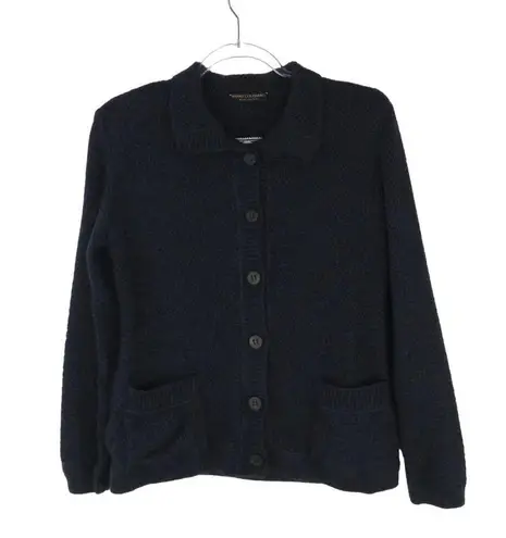 NINO COLOMBO Italy Merino Wool Knit Sweater Navy Blue Small Designer