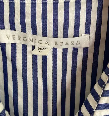 Veronica Beard Bell Bottom Ruched Striped Shirtdress