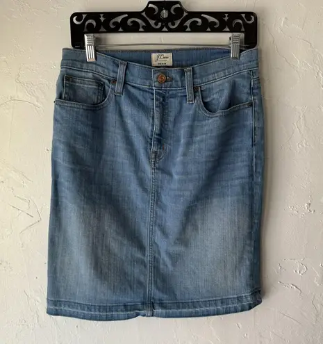 J Crew Denim Skirt Womens 28 Blue Knee Length Casual Stretch Jean Pencil