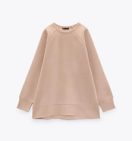 ZARA Sea tan beige oversize sweatshirt pullover sweater 