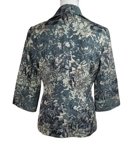 Lafayette 148 Helena Jacket Size 4 Floral Brocade Blue Green Workwear Office