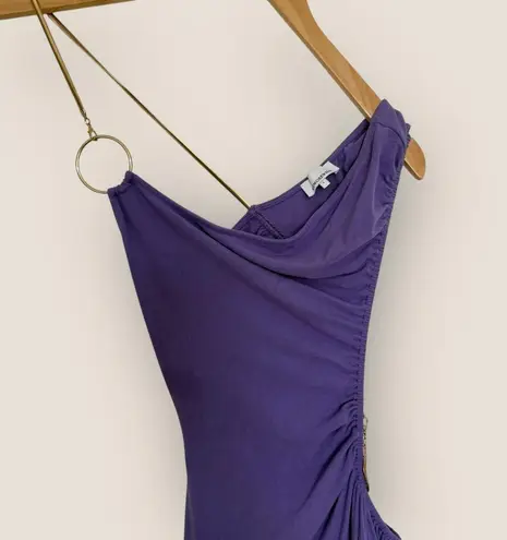 We Wore What WhoWhatWear | Gold & Purple Cutout Ruched Dress | Size L