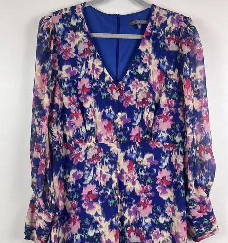 Julia Jordan Womens Midi Floral Dress Size 12 Multi Button Front Long Cottage