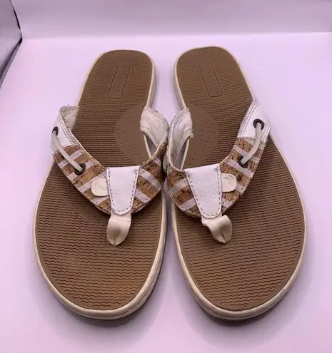 Sperry  Top-Siders Beige Leather FlipFlop Sandals 9.5M PreOwned