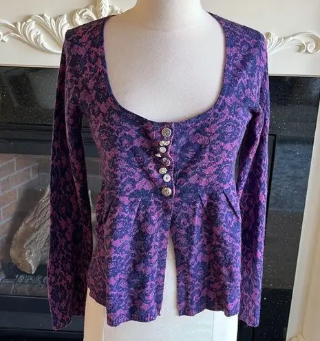 Delia's Romantic Sweater  Vintage Purple Peplum Top Sweater Cardigan Womens M