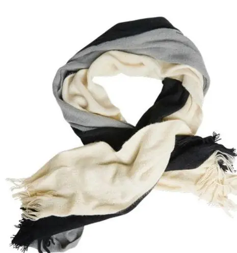 DONNI. Tri Color Scarf Black Gray and Cream NWT