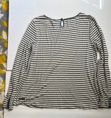 Matilda Jane Modal Blend Gray White Stripe Long Sleeve Top Size Medium