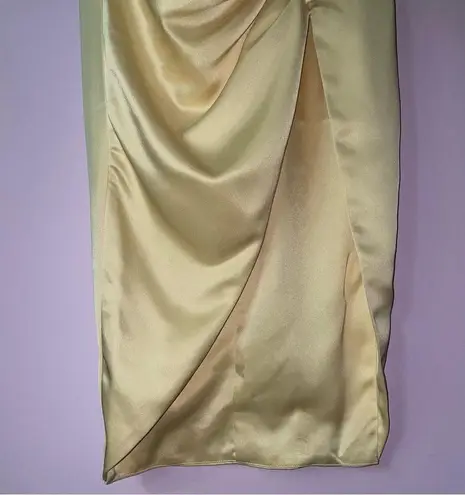 Lavish Lice NEW Lavish Alice 4 Midi Cocktail Dress Cream Ruched Cowl Neckline