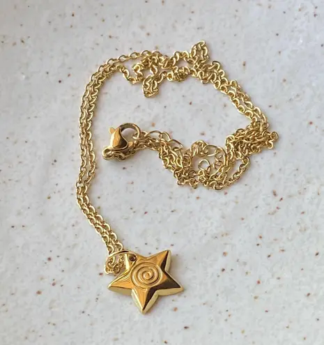 Handmade grunge y2k star swirl fully gold stainless steel chain necklace💫🌀