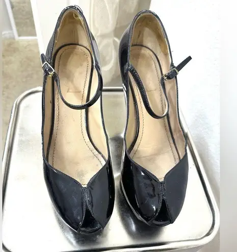 YSL Yves Saint Laurent Tribute Peep Toe Patent Leather Pump 39.5 8.5