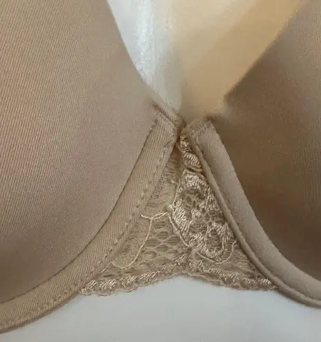 Wacoal French Garden Contour Bra sz 36D Beige Underwire Smooth Cup Bra