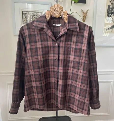 Saint Laurent Vintage  Luxury Brown Plaid Button Shirt 38 8