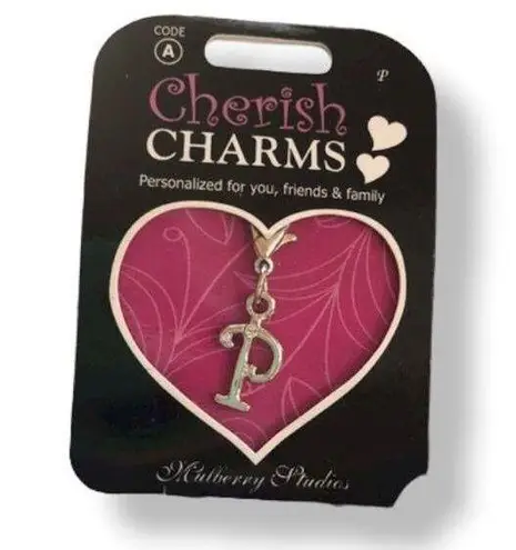 Cherish  Charms Initial Monogram P Name Bracelet Charm Silvertone Silver Tone NEW