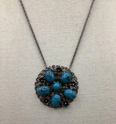 Handmade Y2K Vintage “ Can Rotate” Lab Turquoise Pendant Necklace